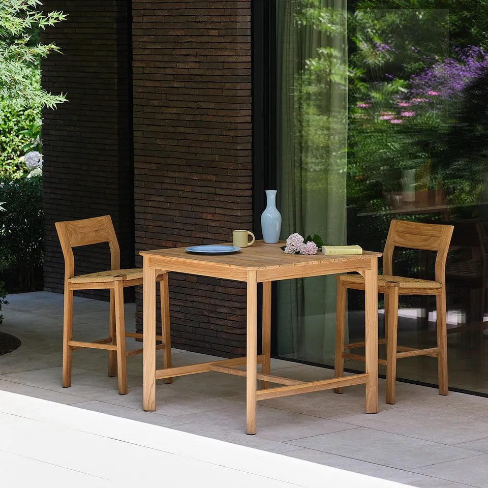 Berah Getah Piana table haute jardin teck 4 pers.