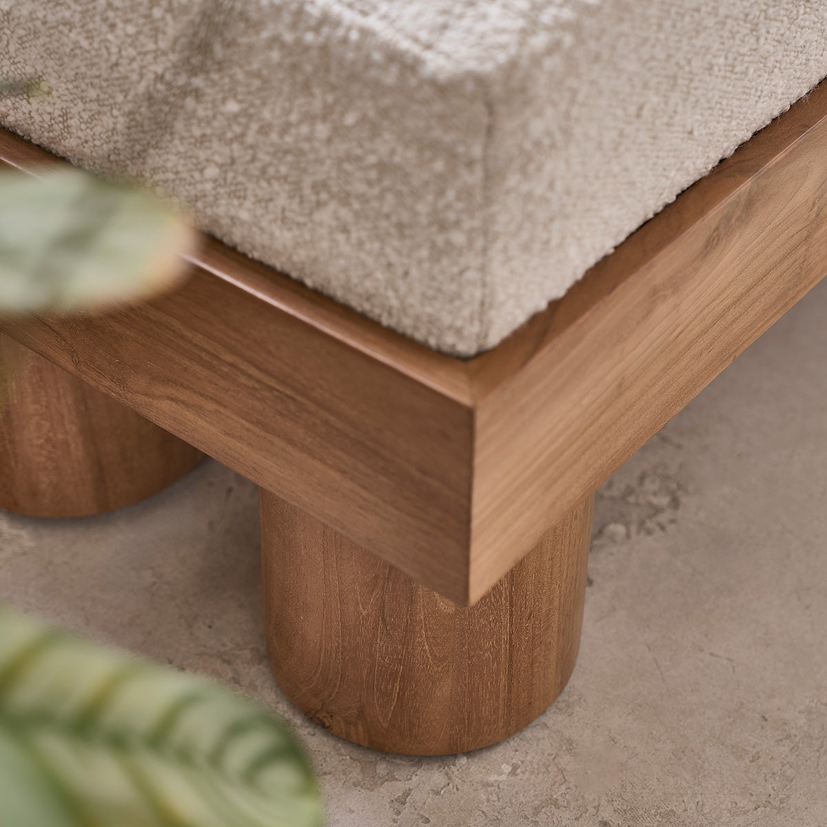 Berah Getah Théodore banc teck bouclette 100 cm entrée