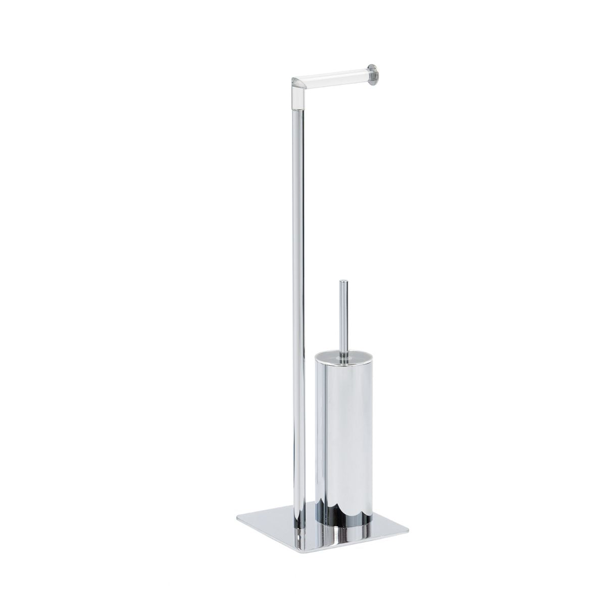 Andrea House Baño porte-rouleau métal argenté avec brosse