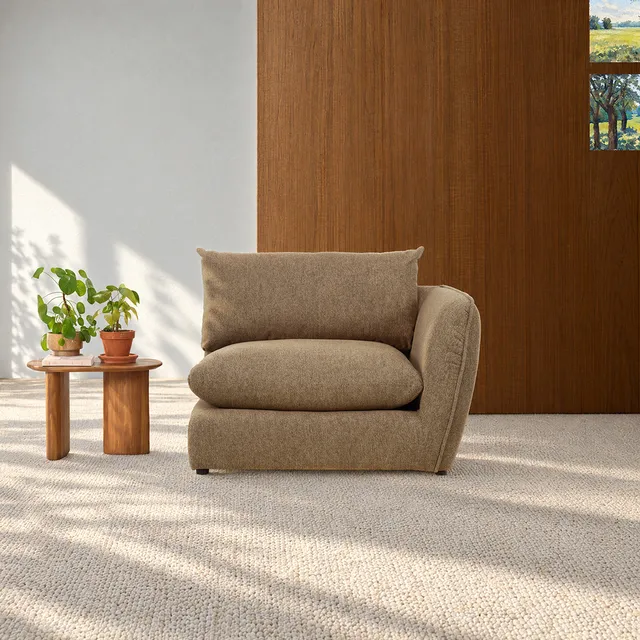 Berah Getah Leopold angle droit tissu marron clair 117 cm canapé