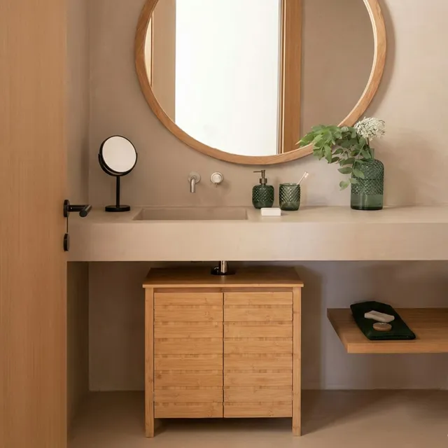 Andrea House Baño meuble sous-vasque bambou avec étagère