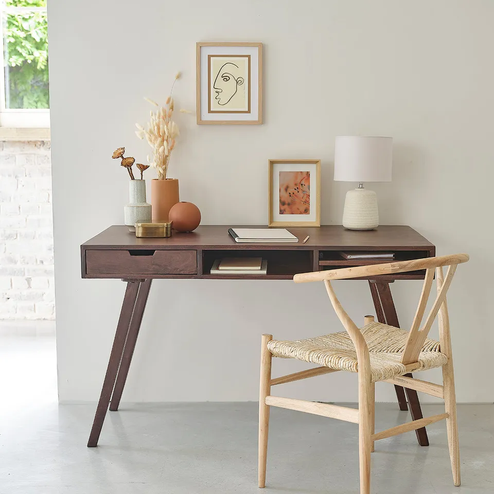 Berah Getah Brune bureau manguier massif 120 cm noyer