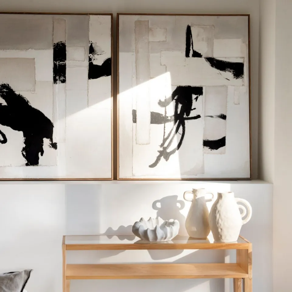 Andrea House Tokio tableau abstrait noir blanc 80x100 cm