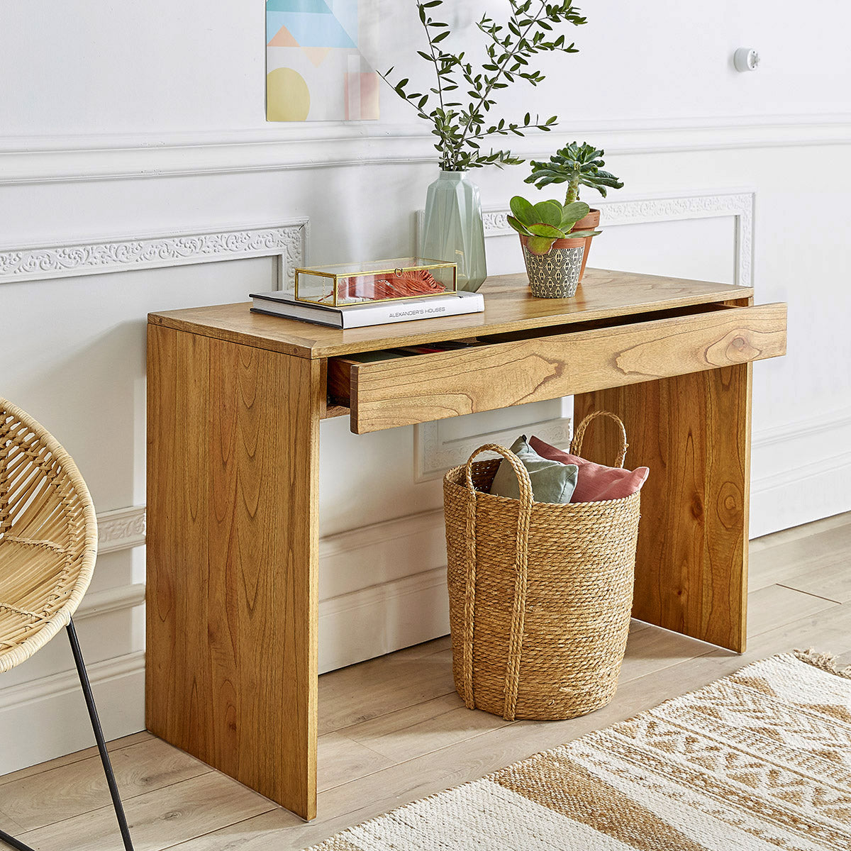 Berah Getah Tilo console mindi 120 cm naturelle
