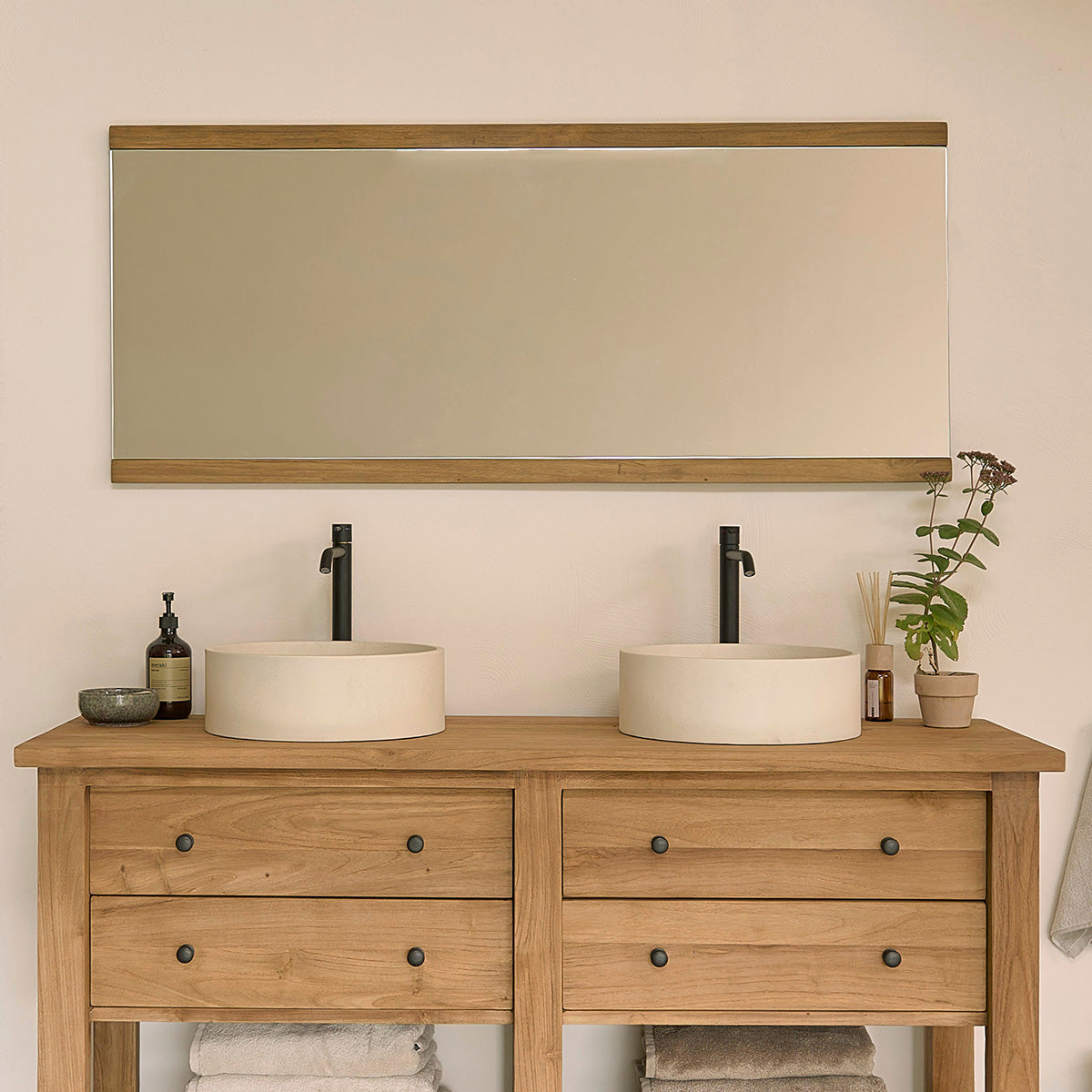 Berah Getah Nahele miroir teck recyclé 140x60 cm rectangulaire