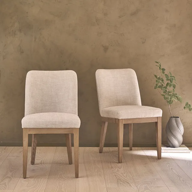 Berah Getah Margot lot 2 chaises chêne lin rembourrées