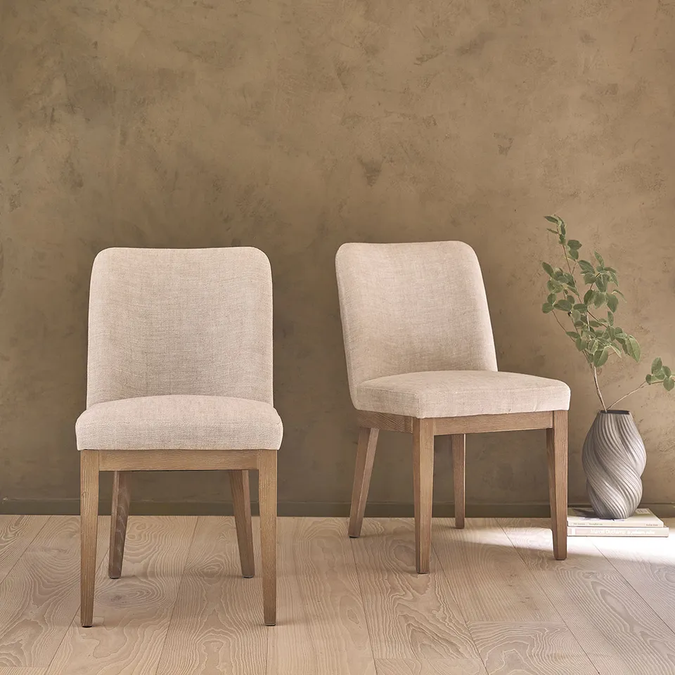Berah Getah Margot lot 2 chaises chêne lin rembourrées