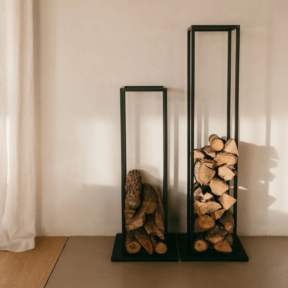 Andrea House Decoración porte-bûches métal noir 115 cm