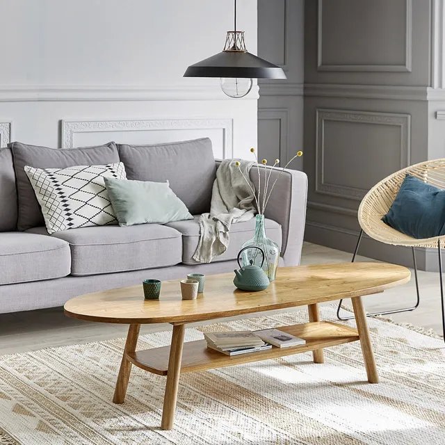 Berah Getah Tilo table basse mindi massif 160 cm nature