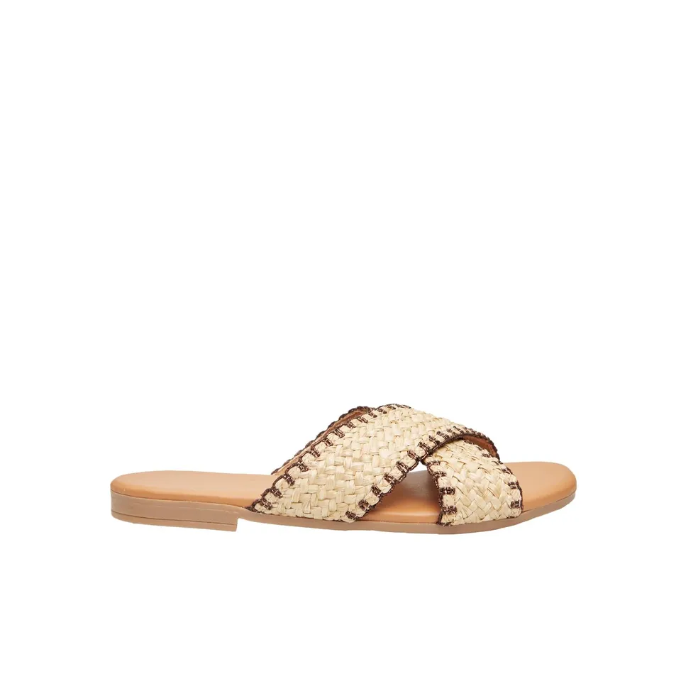 Bata Sandales Mules Femme Beige 36 EU Raphia