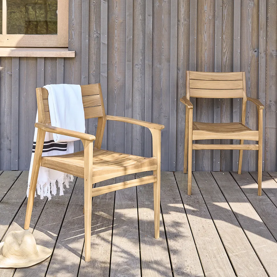 Berah Getah Jardin April Fauteuils jardin teck lot de 2