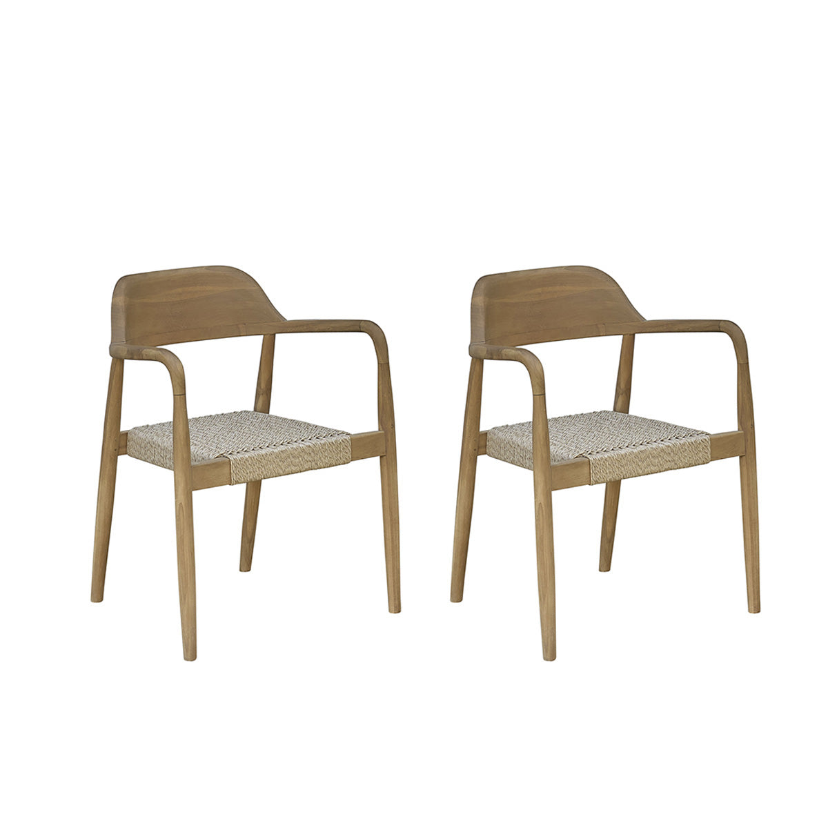 Berah Getah Alizé fauteuil jardin teck cordage lot de 2