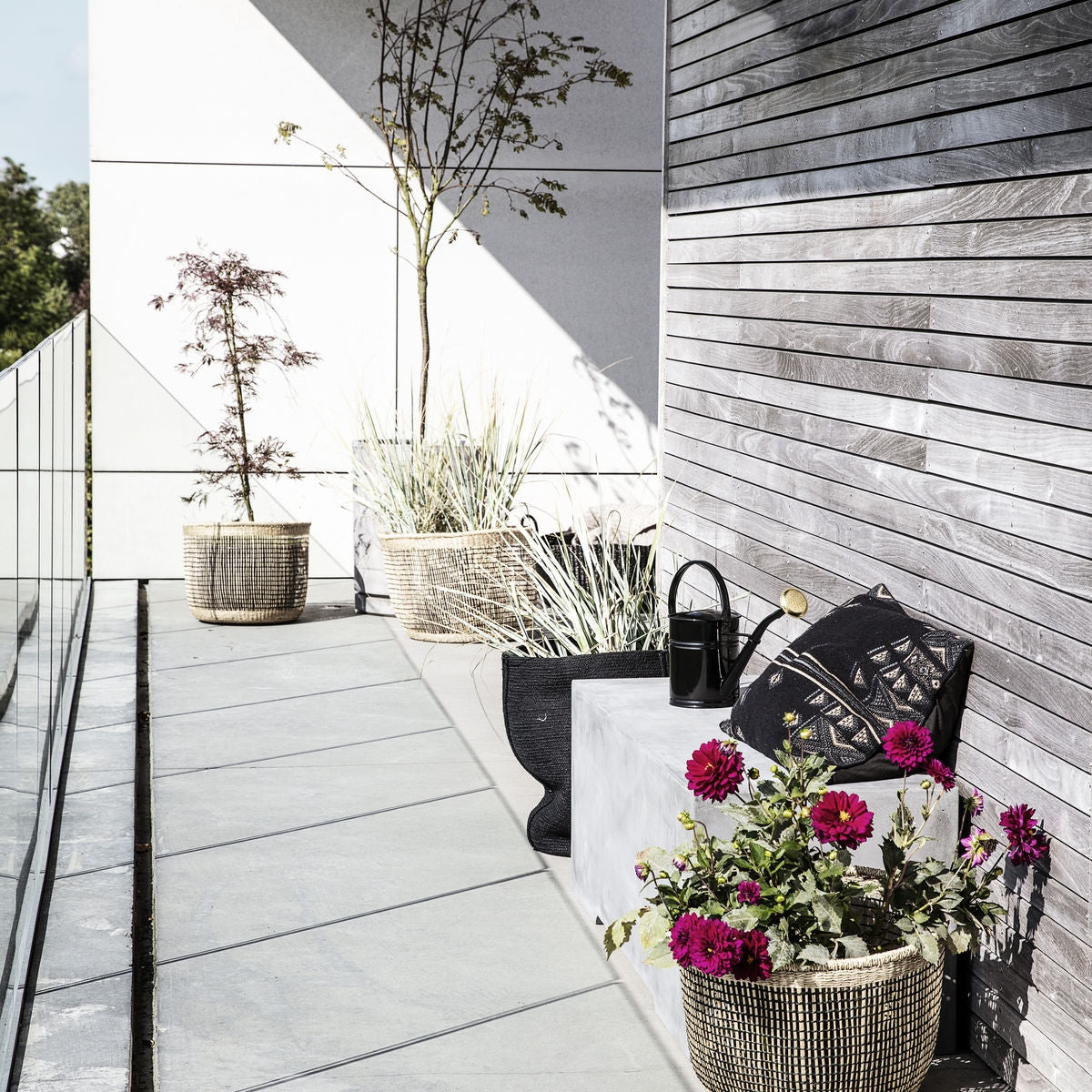 Berah Getah lot 3 paniers naturels et noirs herbe marine