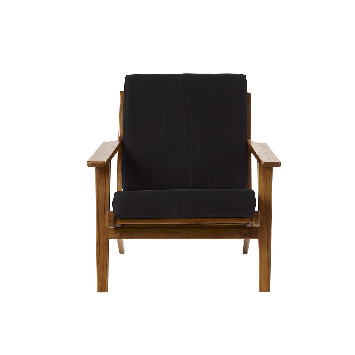 Berah Getah Auguste fauteuil scandinave teck coussins noirs