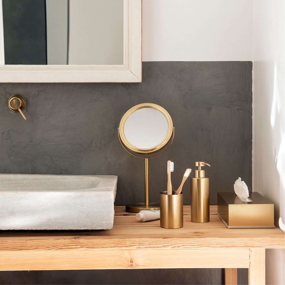 Andrea House Baño porte-brosses doré acier inoxydable salle de bain