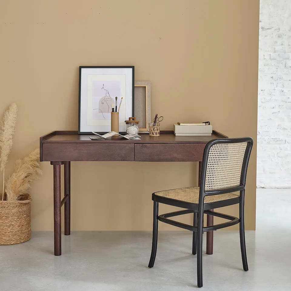 Berah Getah Cameron bureau bois 125 cm manguier 2 tiroirs