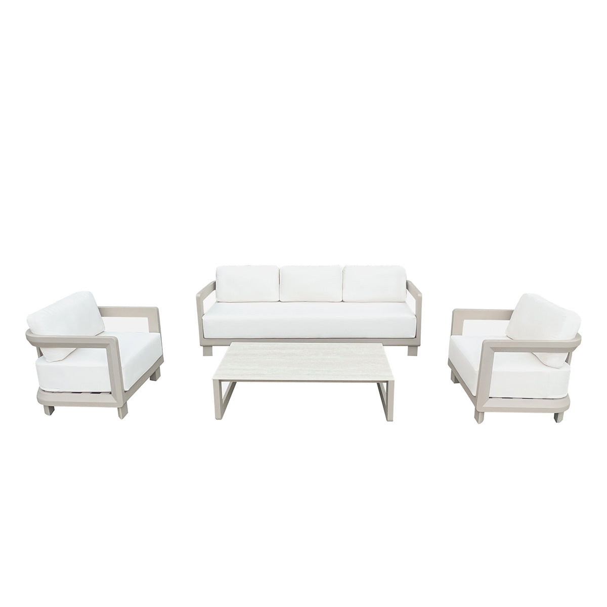 Berah Getah Caliza salon de jardin bas alu taupe 5 pers.