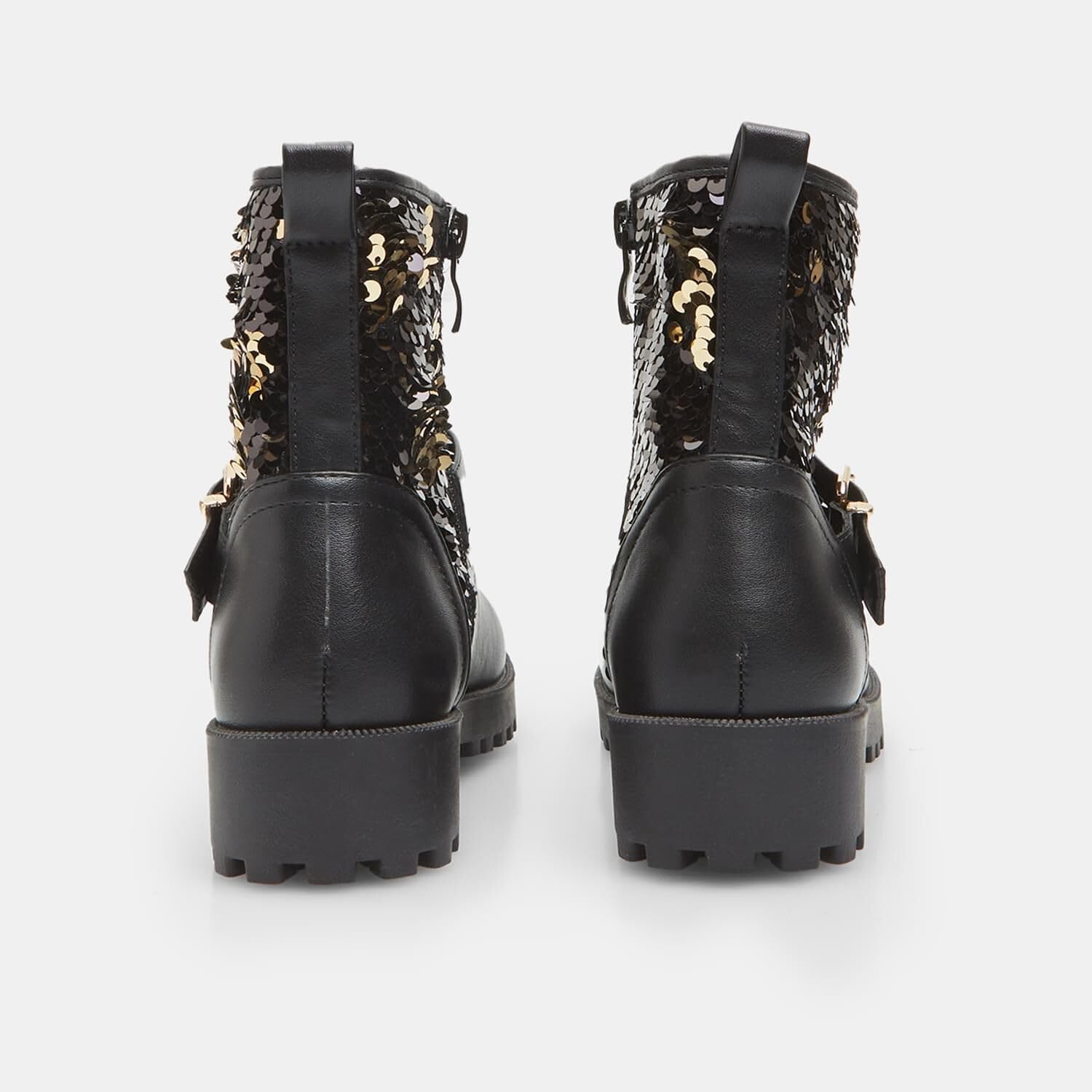 Bata bottes fille paillettes noir doré zip