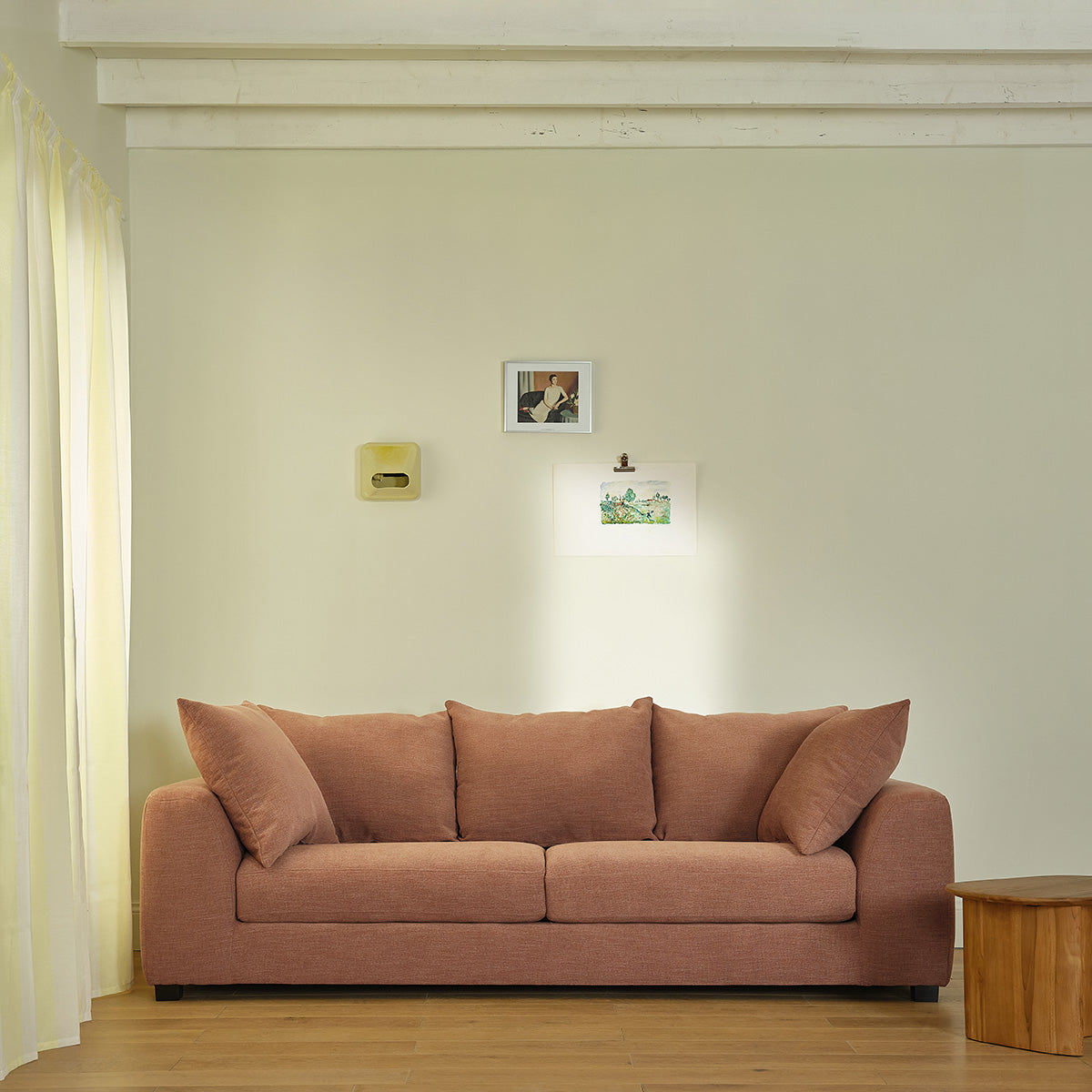 Berah Getah Edmond canapé droit 4 places lin terracotta