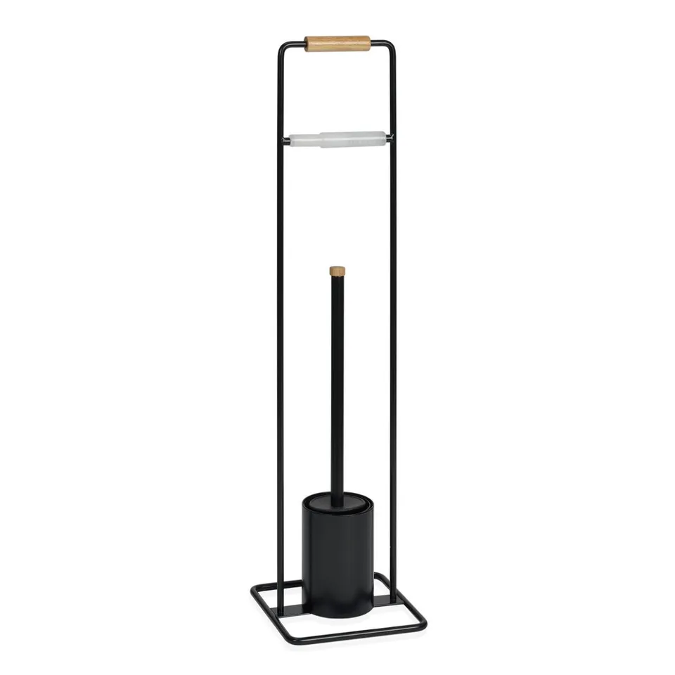 Andrea House Baño porte-rouleau avec brosse noir métal