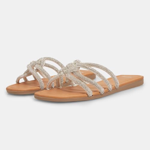Bata Sandales Femme Mules Plates Lanières Strassées