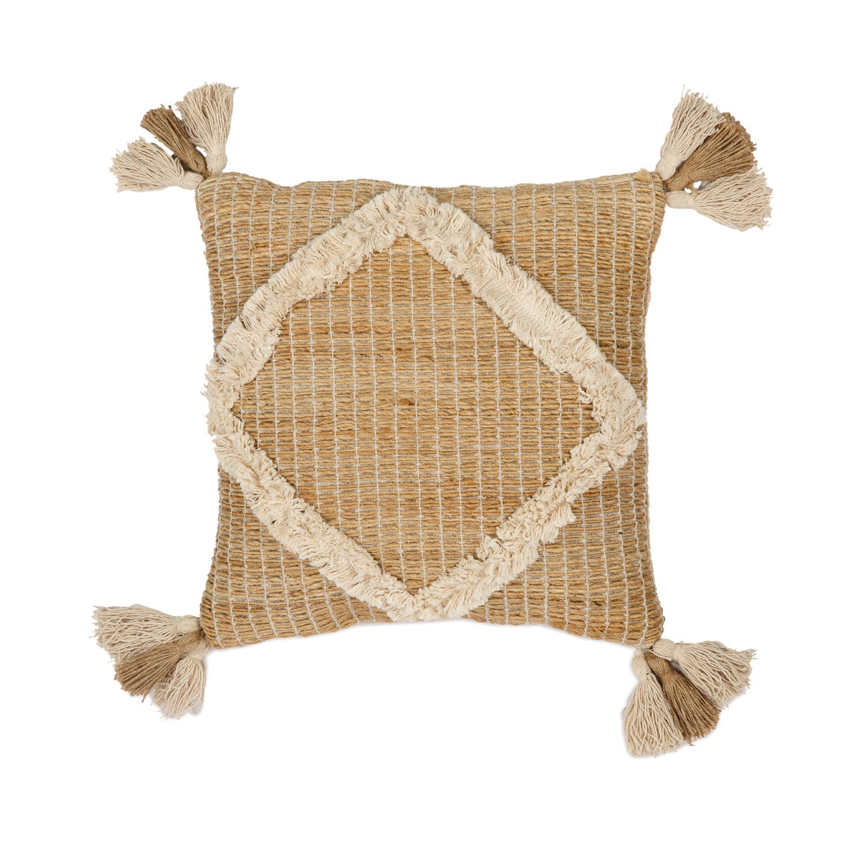 Andrea House coussin salon fibre naturelle beige ethnique