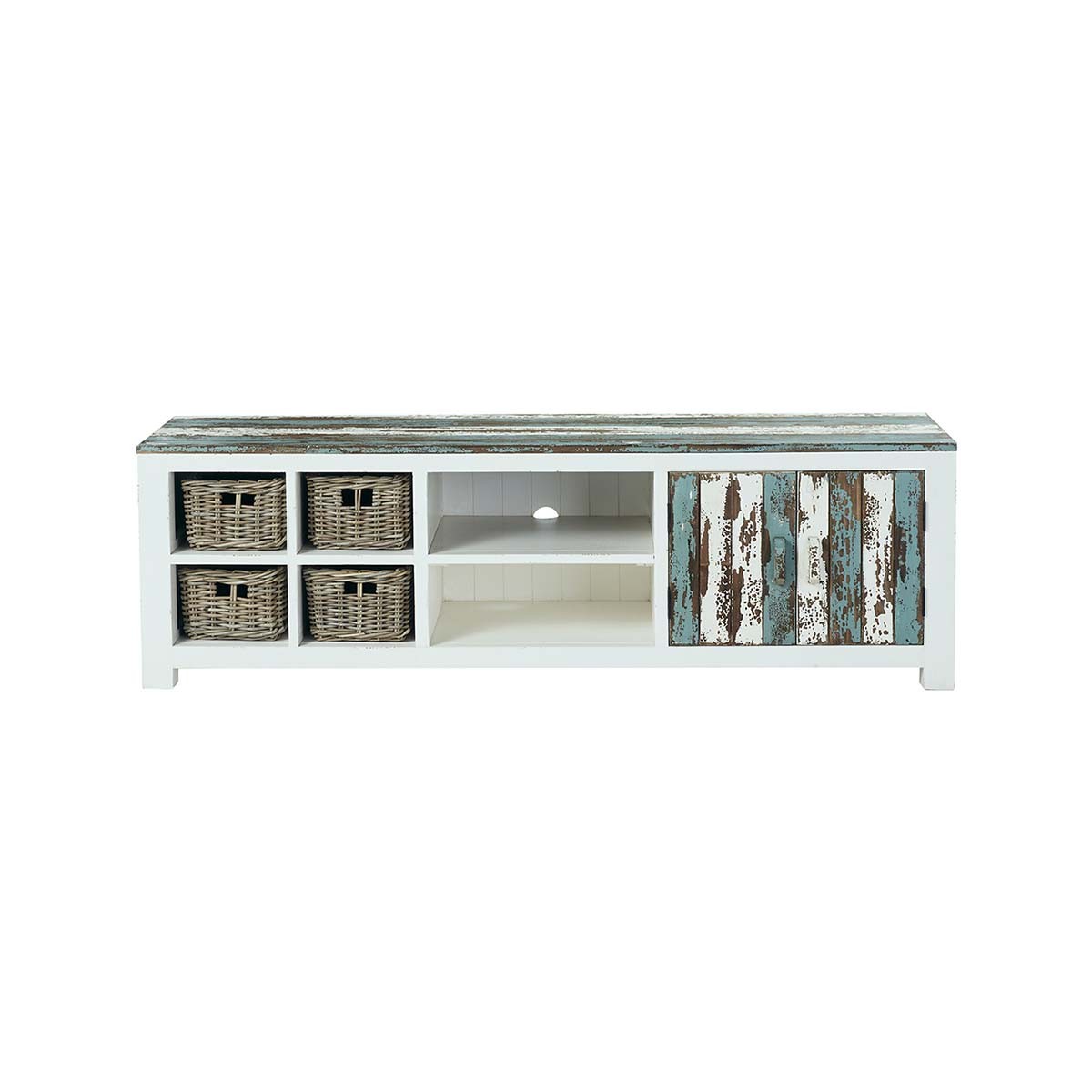 Berah Getah Atlantic meuble TV pin recyclé 180 cm rotin