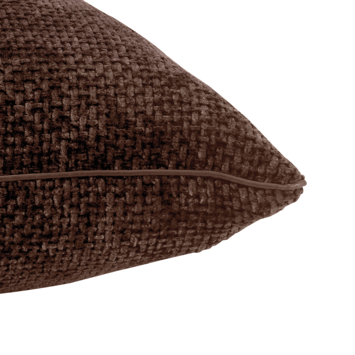 Andrea House Coussin carré chenille marron 50x50