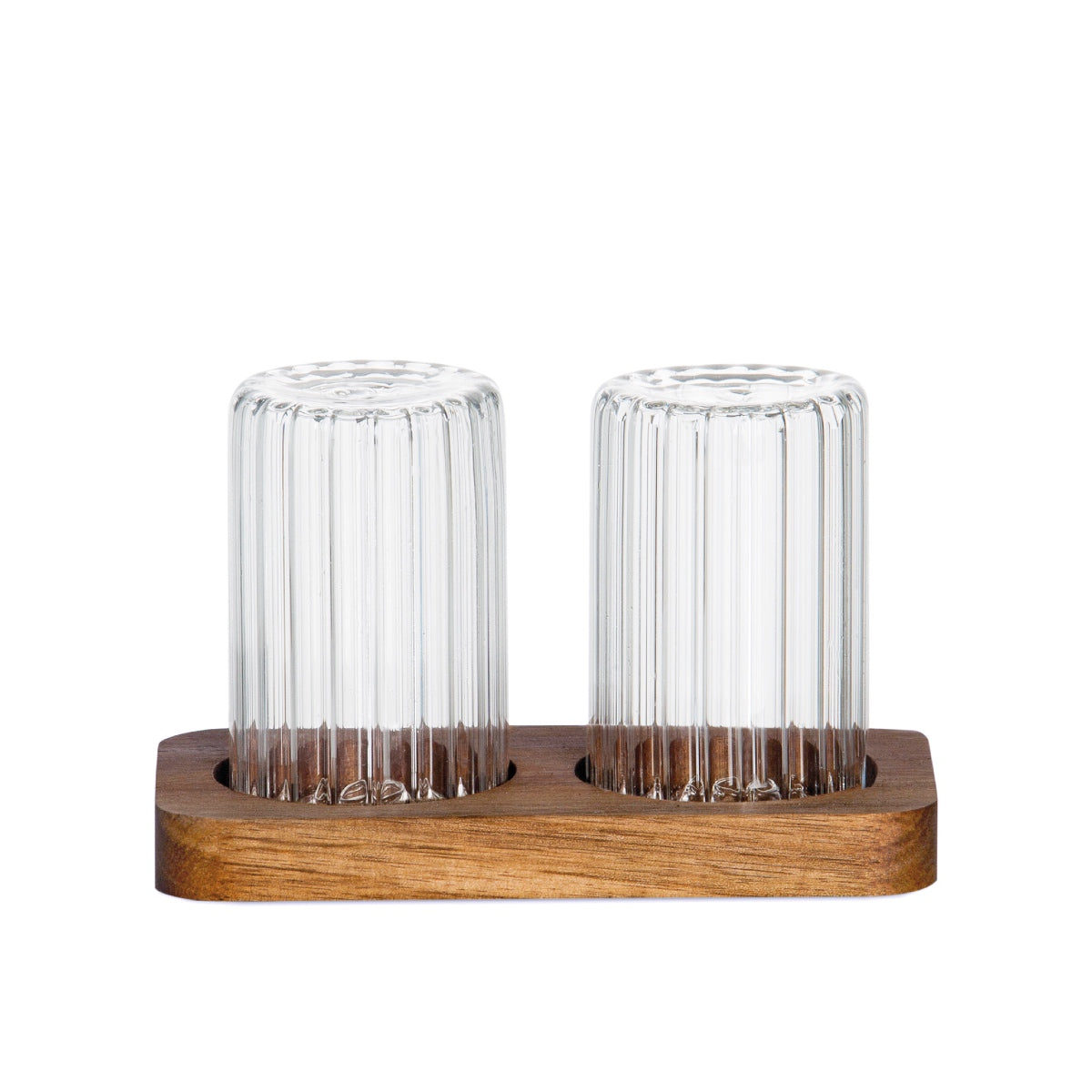 Andrea House salière poivrière verre acacia