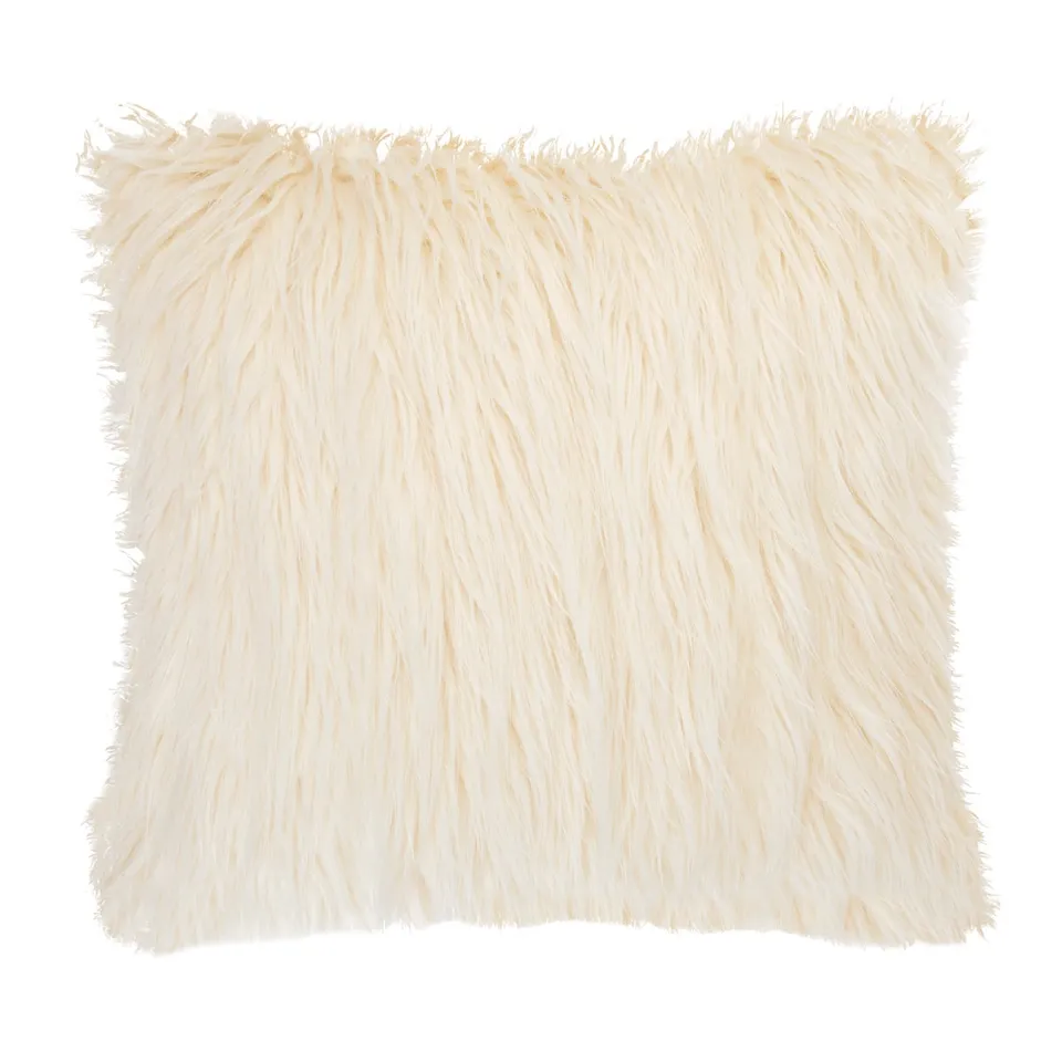 Andrea House coussin carré poils ivoire 50x50