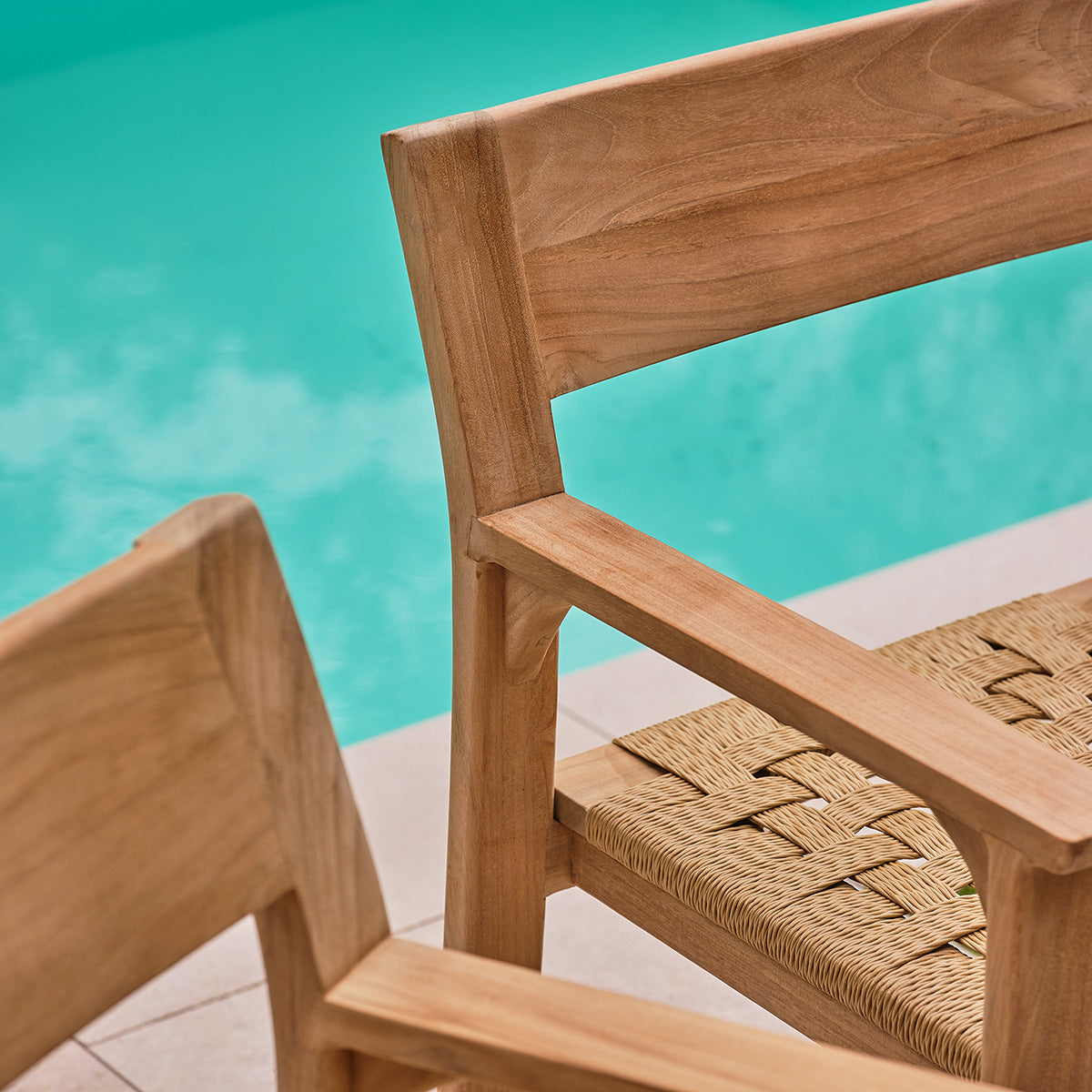 Berah Getah Piana fauteuil jardin teck rotin lot de 2