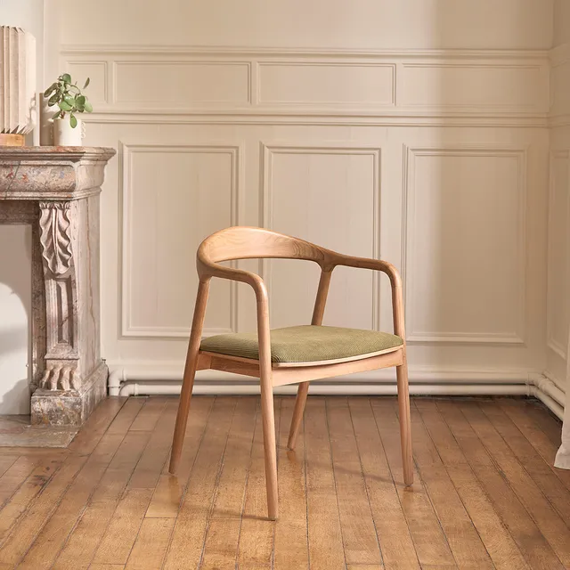 Berah Getah Ambre chaise teck velours côtelé kaki