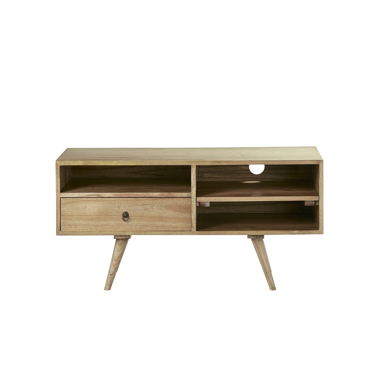 Berah Getah Oscar meuble TV mindi massif 110 cm scandinave