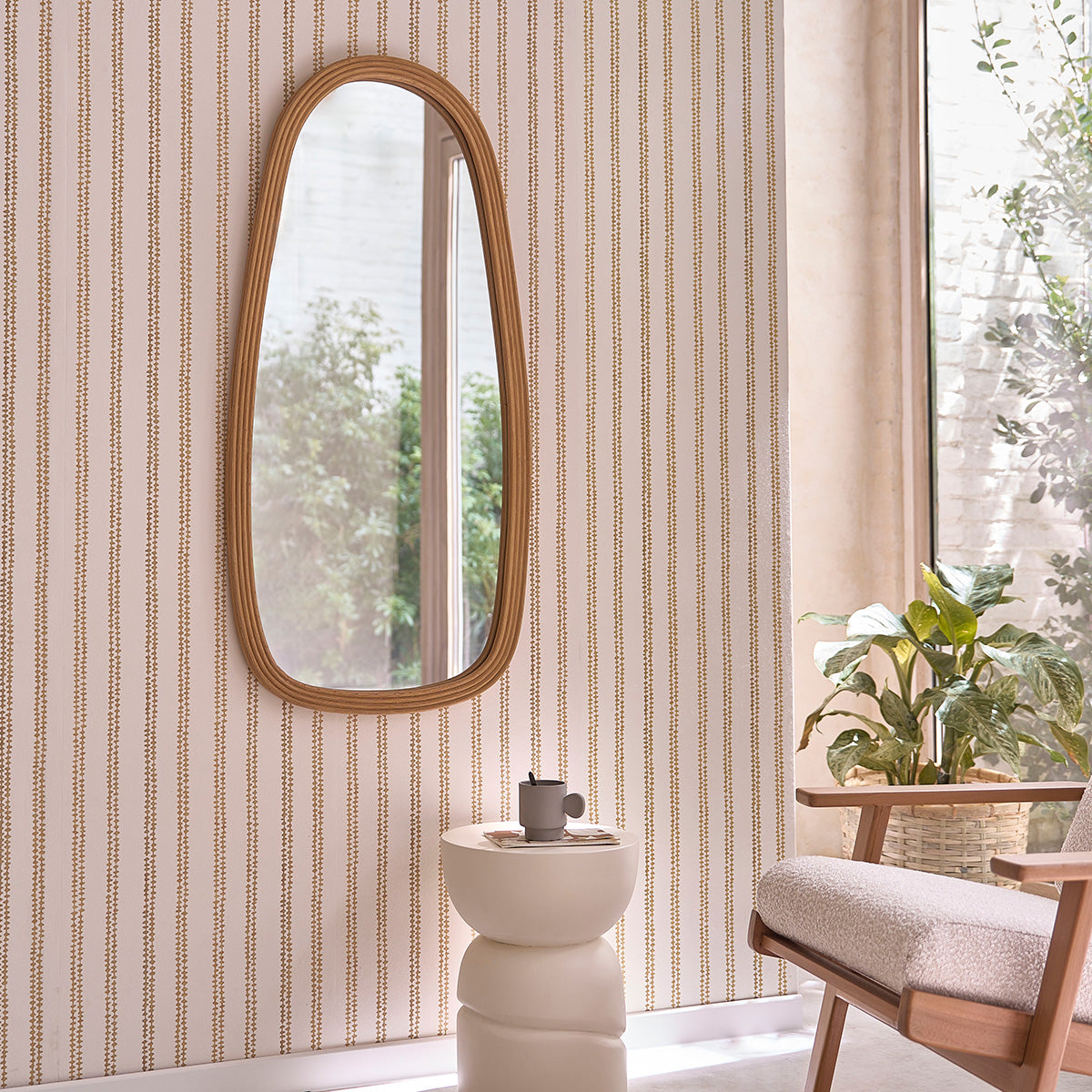 Berah Getah LEON miroir rotin 120x60 cm cannelé