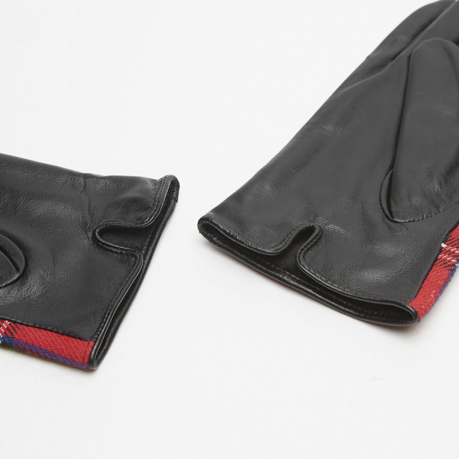 Bata Gants femme tissu écossais cuir