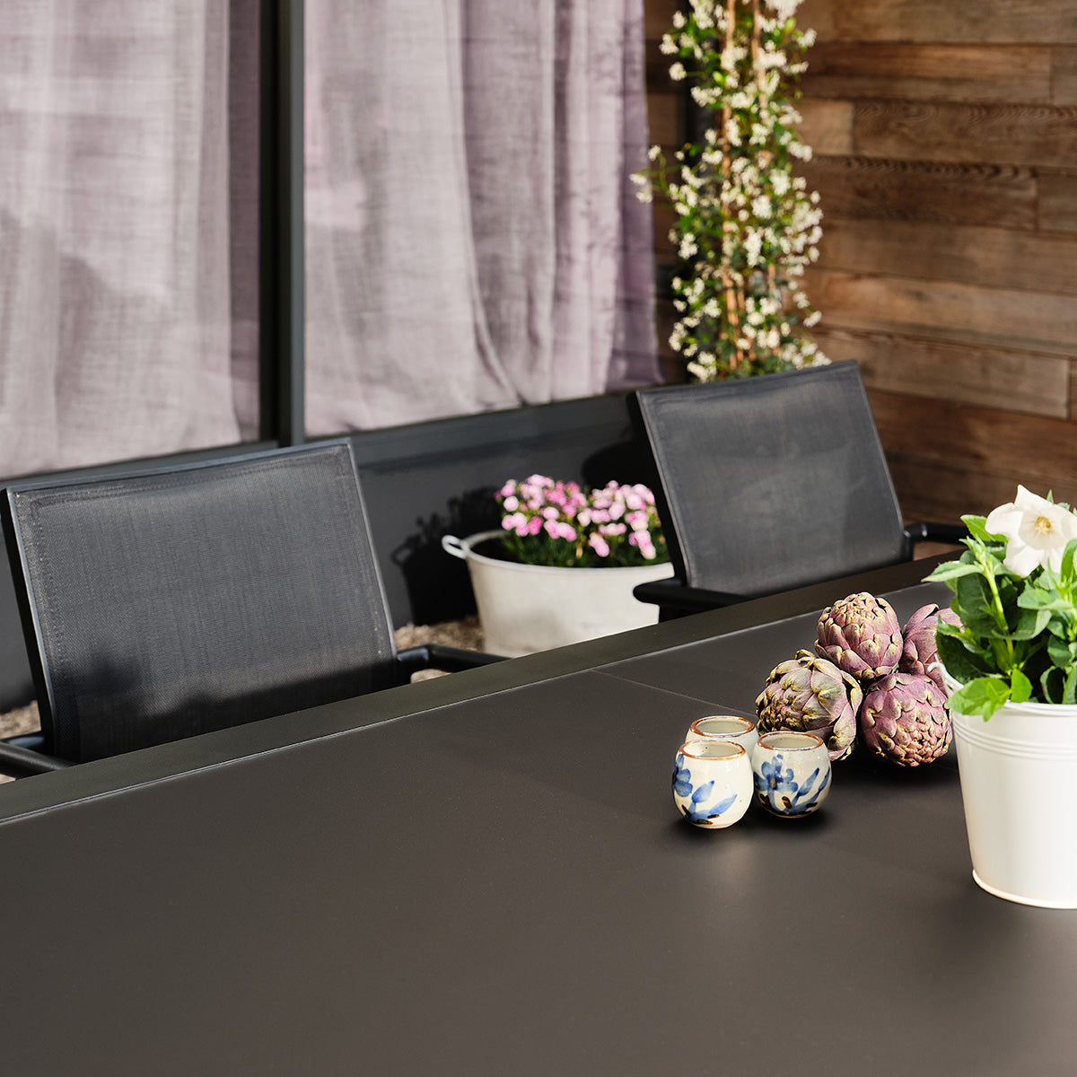 Berah Getah Basalt salon jardin alu noir extensible 6/10