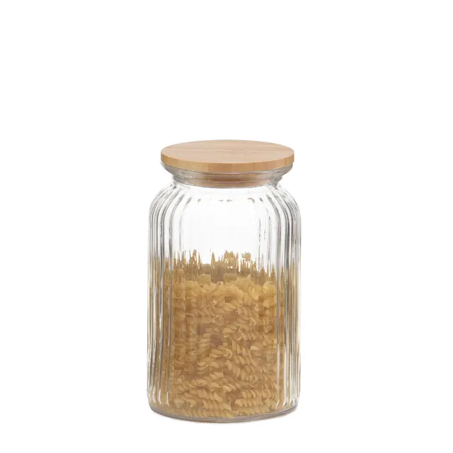 Andrea House Bocal verre couvercle bambou 1200 ml