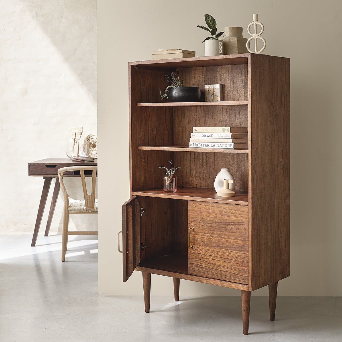 Berah Getah VINTAGE Bibliothèque mindi noyer 85 cm