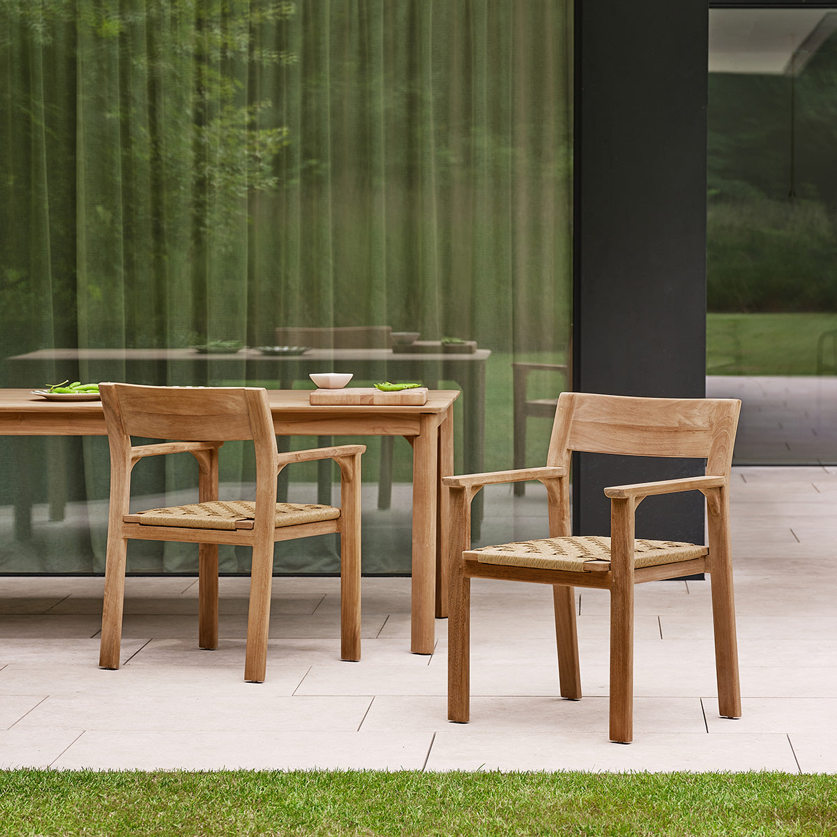 Berah Getah Piana fauteuil jardin teck rotin lot de 2