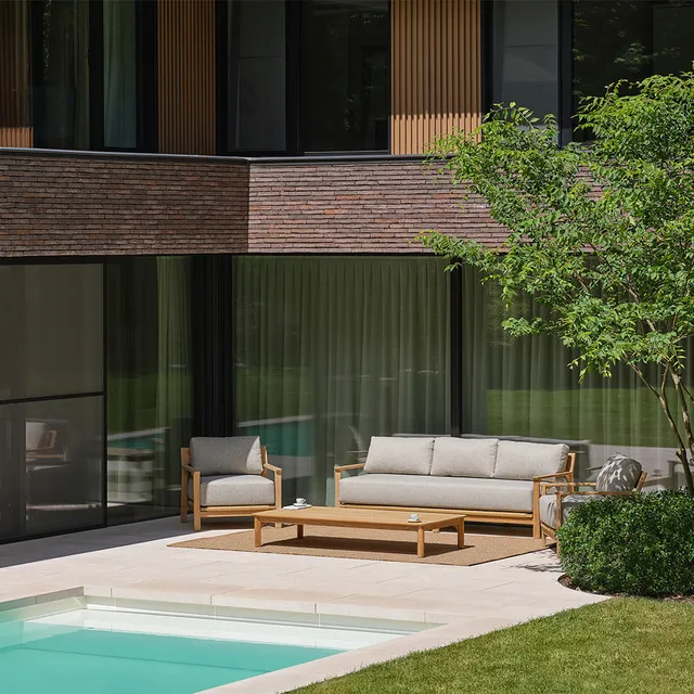 Berah Getah PIANA salon jardin bas teck 5 pers gris