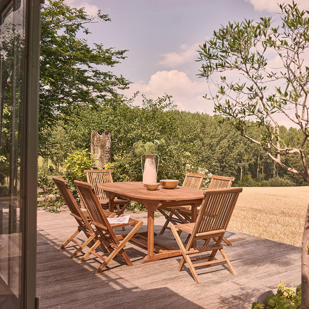 Berah Getah Bali salon de jardin teck huilé 8/10 pers