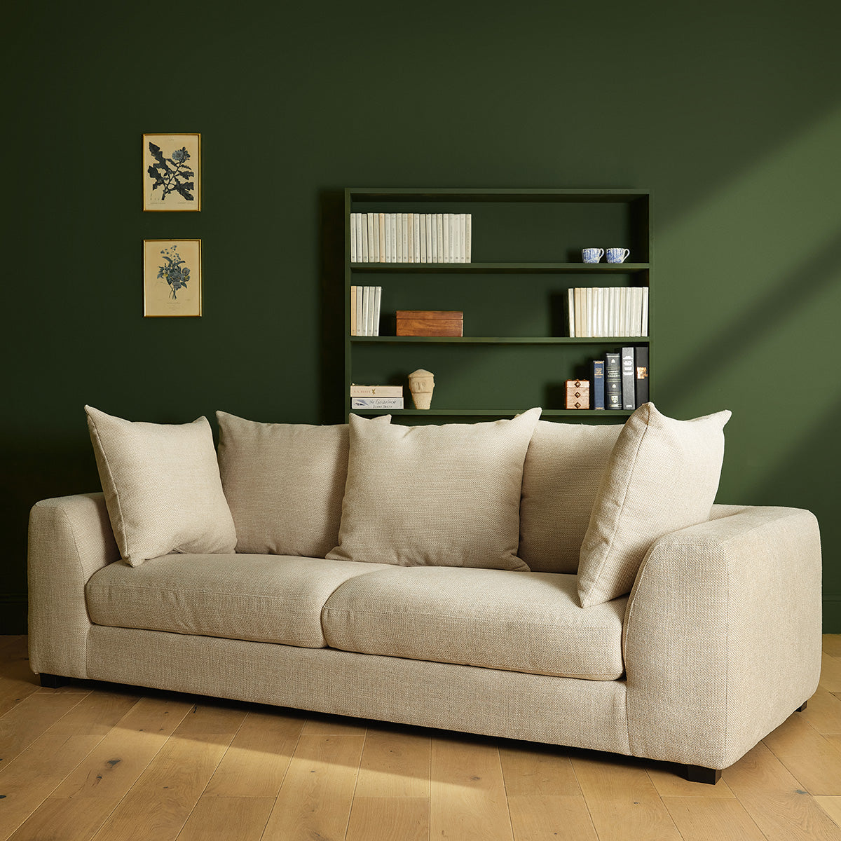 Berah Getah Edmond canapé droit 4 places beige chiné tissu