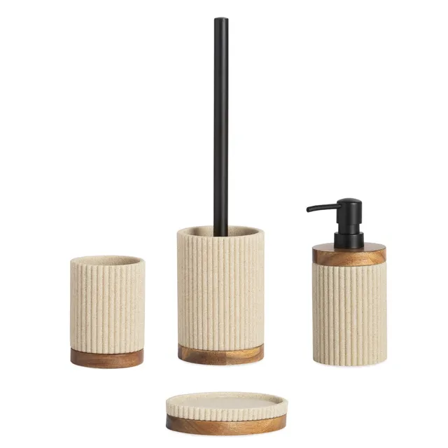 Andrea House brosse WC beige bois et résine