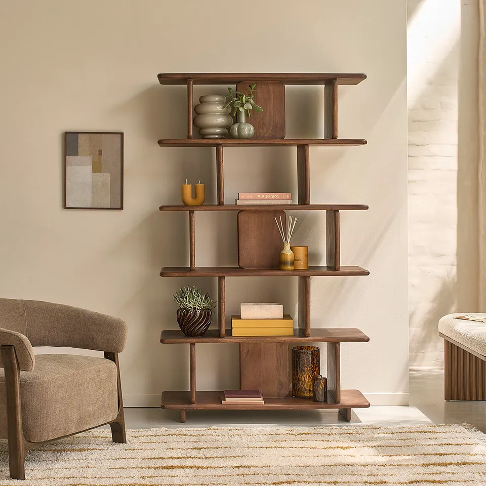 Berah Getah CLEO bibliothèque manguier 106 cm noyer