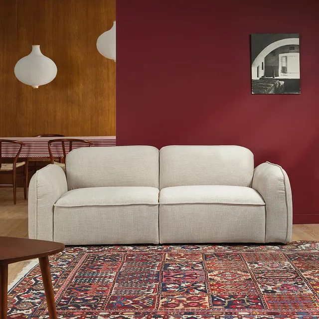 Berah Getah Hector canapé 3 places tissu beige chiné