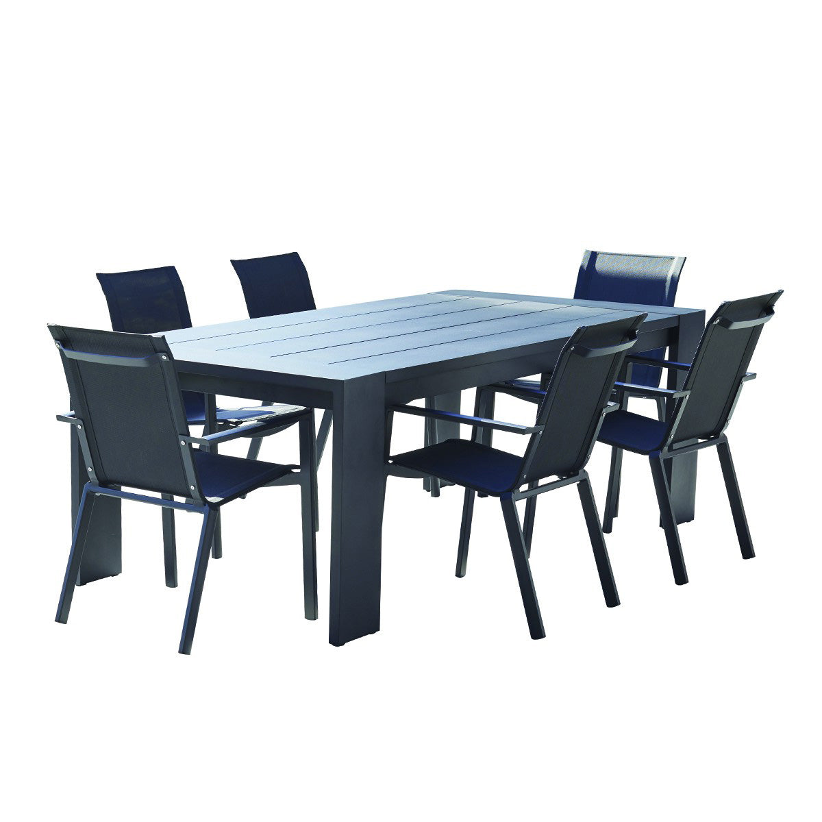 Berah Getah IBIZA salon de jardin alu 6 pers noir