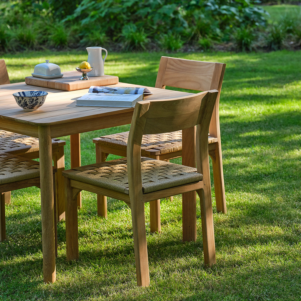 Berah Getah Piana chaise jardin teck rotin lot de 2