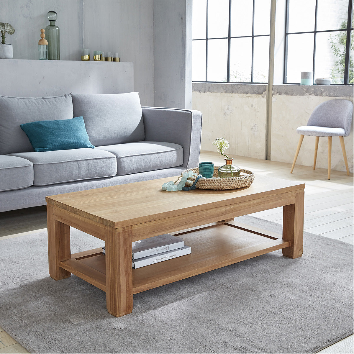 Berah Getah Boston table basse teck 120 cm rectangulaire