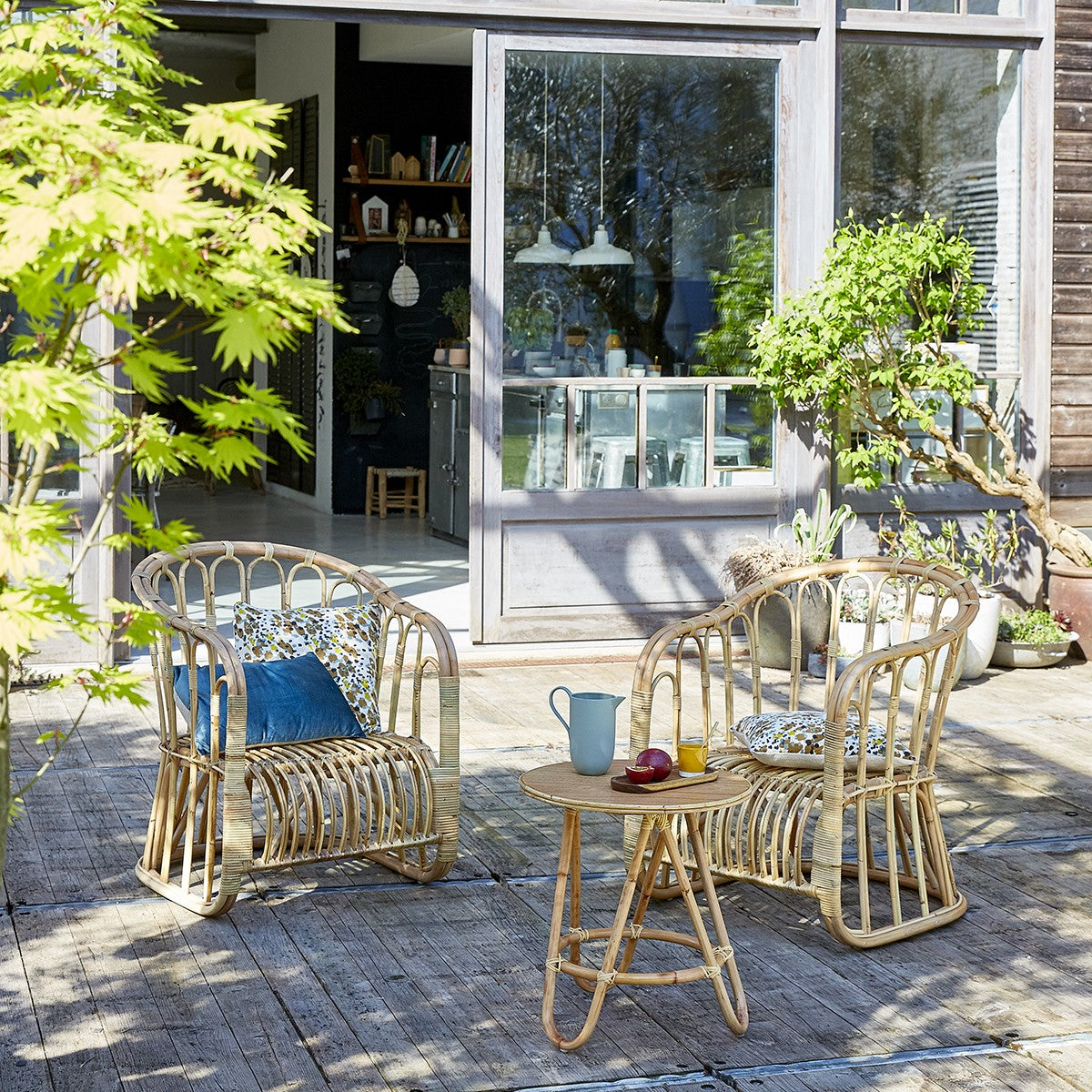 Berah Getah Paola Lot de 2 Fauteuils Rotin Naturel