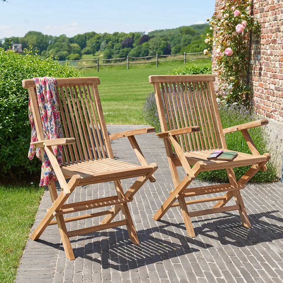 Berah Getah Midland lot 2 fauteuils jardin teck pliant